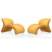 Manhattan Comfort 2-AC013-YL Rosebud Yellow Wool Blend Accent Chair (Set of 2)